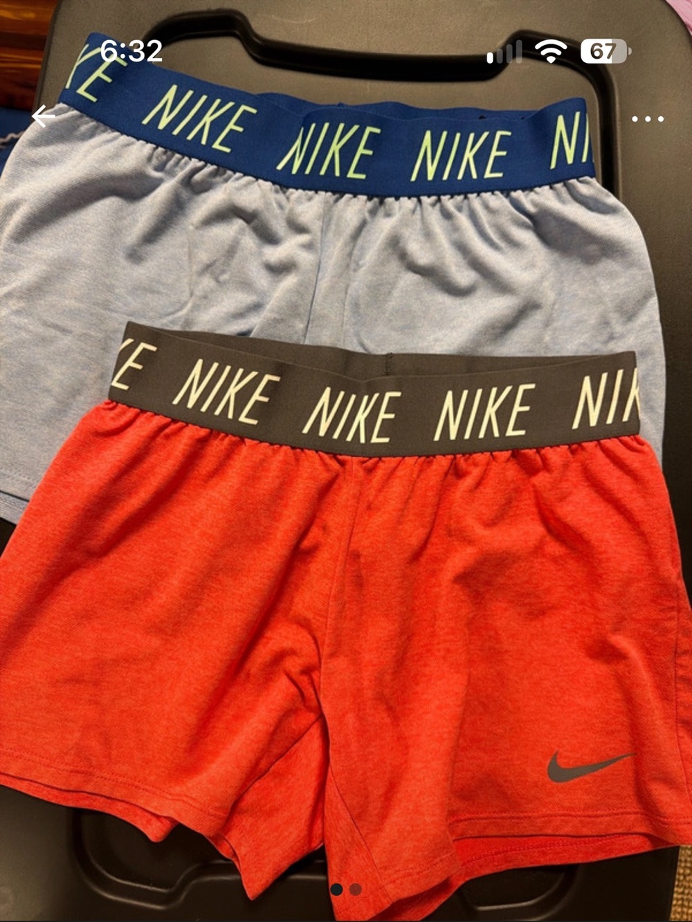 Nike Red Girls Athletic Shorts with Branded Black Waistband